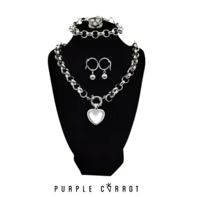 Heart Roly Poly Necklace   bracelet & Heart pendant , earring and ring combo