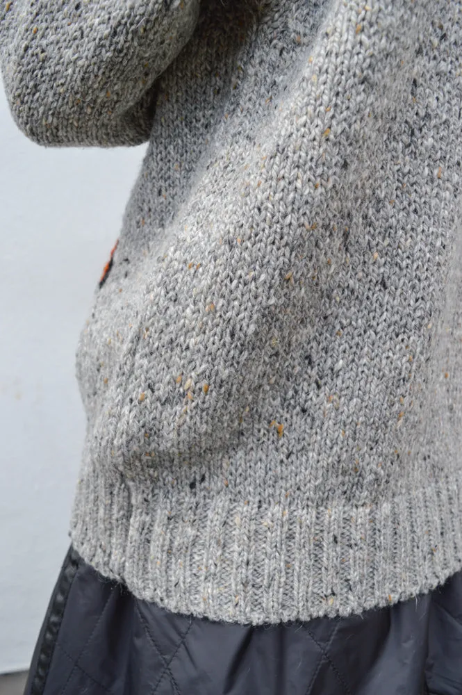 Howlin Acid Deer With Flowers Grey Knit Pullover