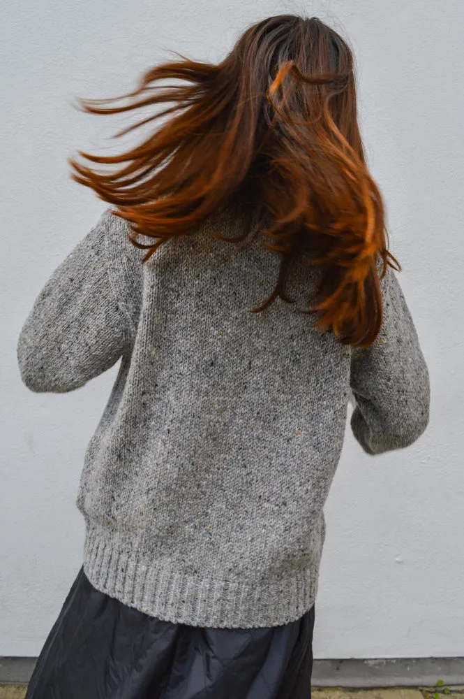 Howlin Acid Deer With Flowers Grey Knit Pullover