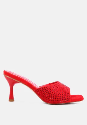 Imprint Heat Set Diamante Slip On Sandals By Ruw