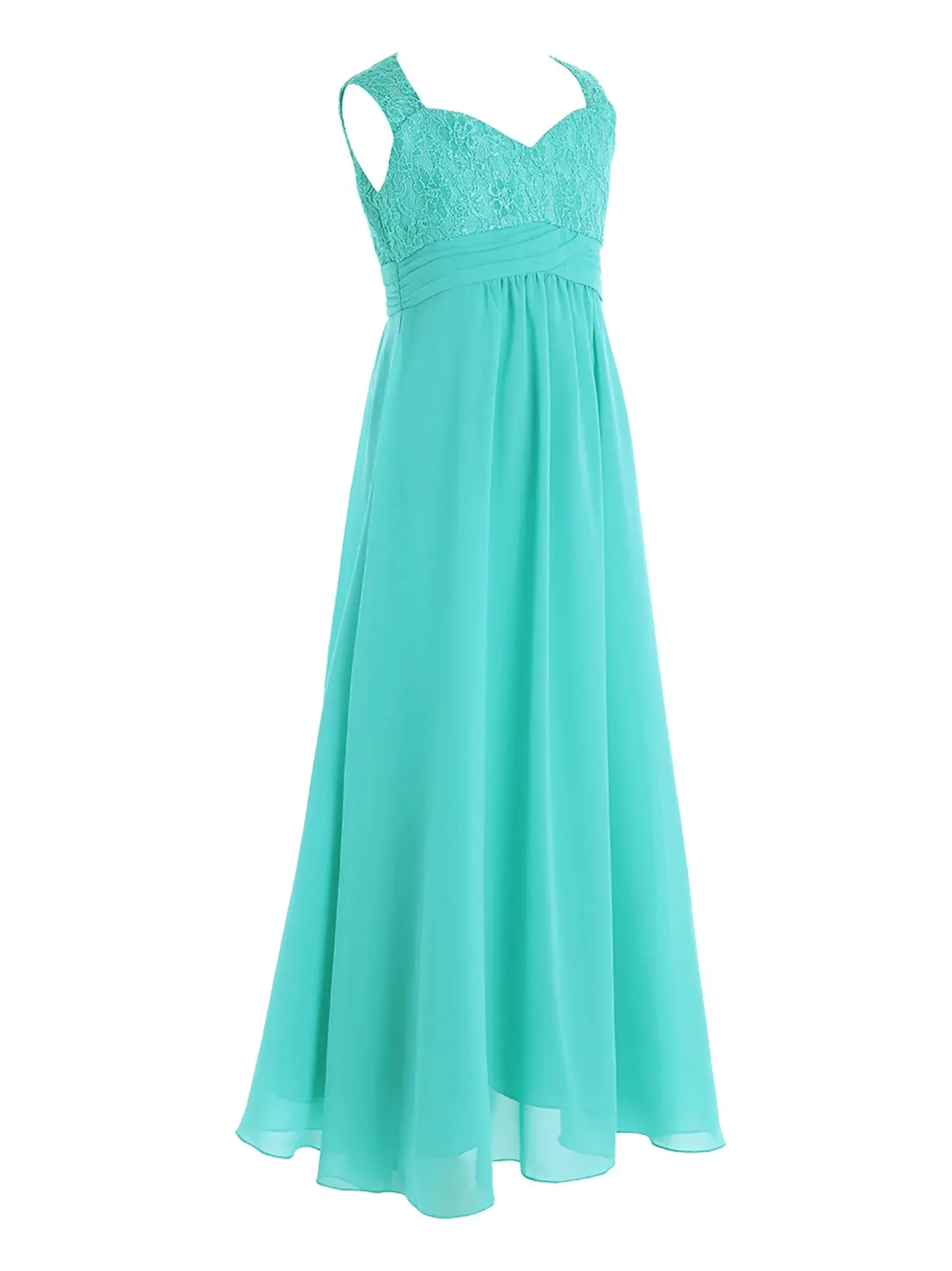 Junior Girls Chiffon Floral Lace Dress Pageant Wedding Bridesmaid Dresses Birthday Party Formal Summer Flower Girls Dresses