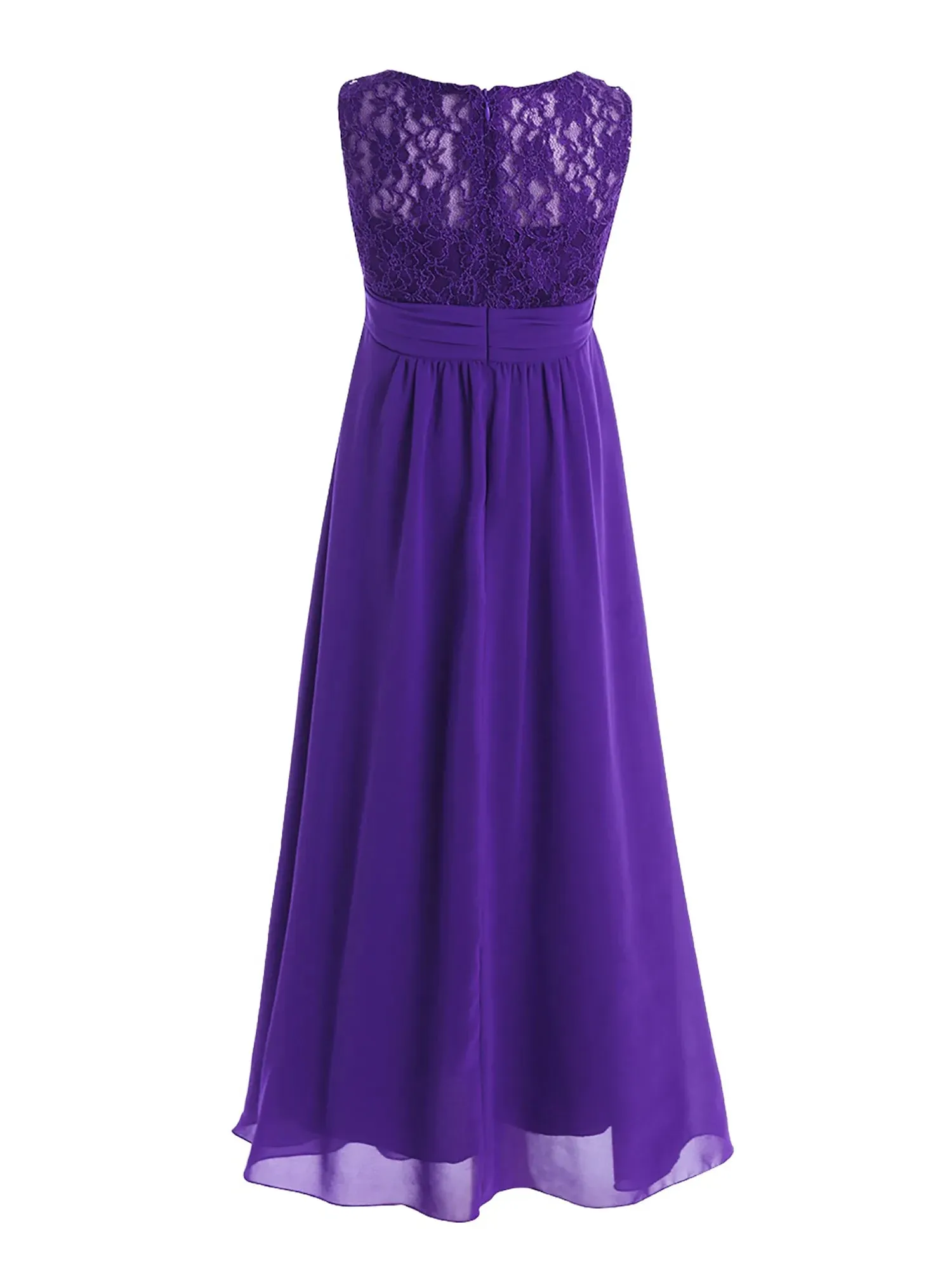Junior Girls Chiffon Floral Lace Dress Pageant Wedding Bridesmaid Dresses Birthday Party Formal Summer Flower Girls Dresses