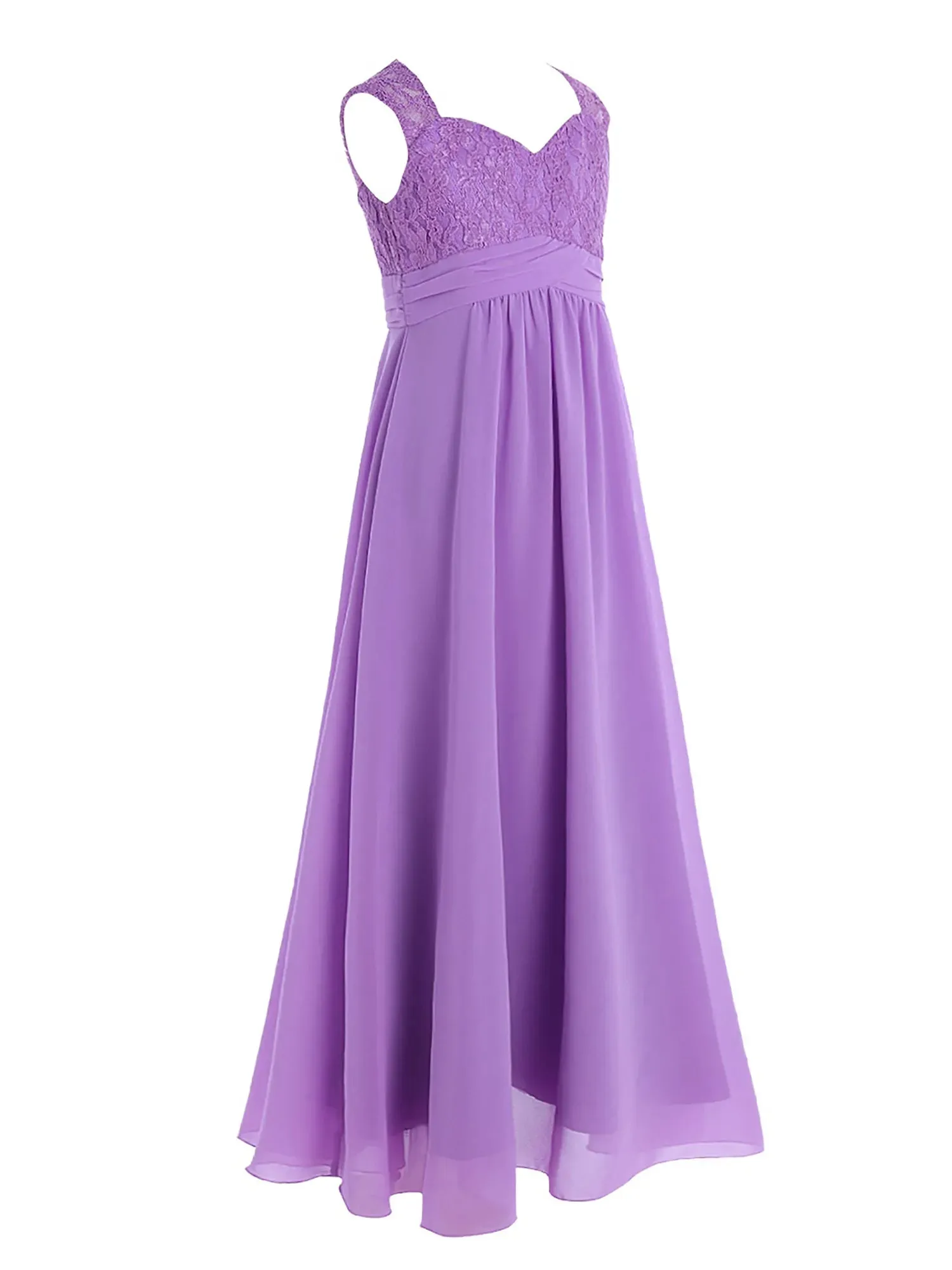 Junior Girls Chiffon Floral Lace Dress Pageant Wedding Bridesmaid Dresses Birthday Party Formal Summer Flower Girls Dresses