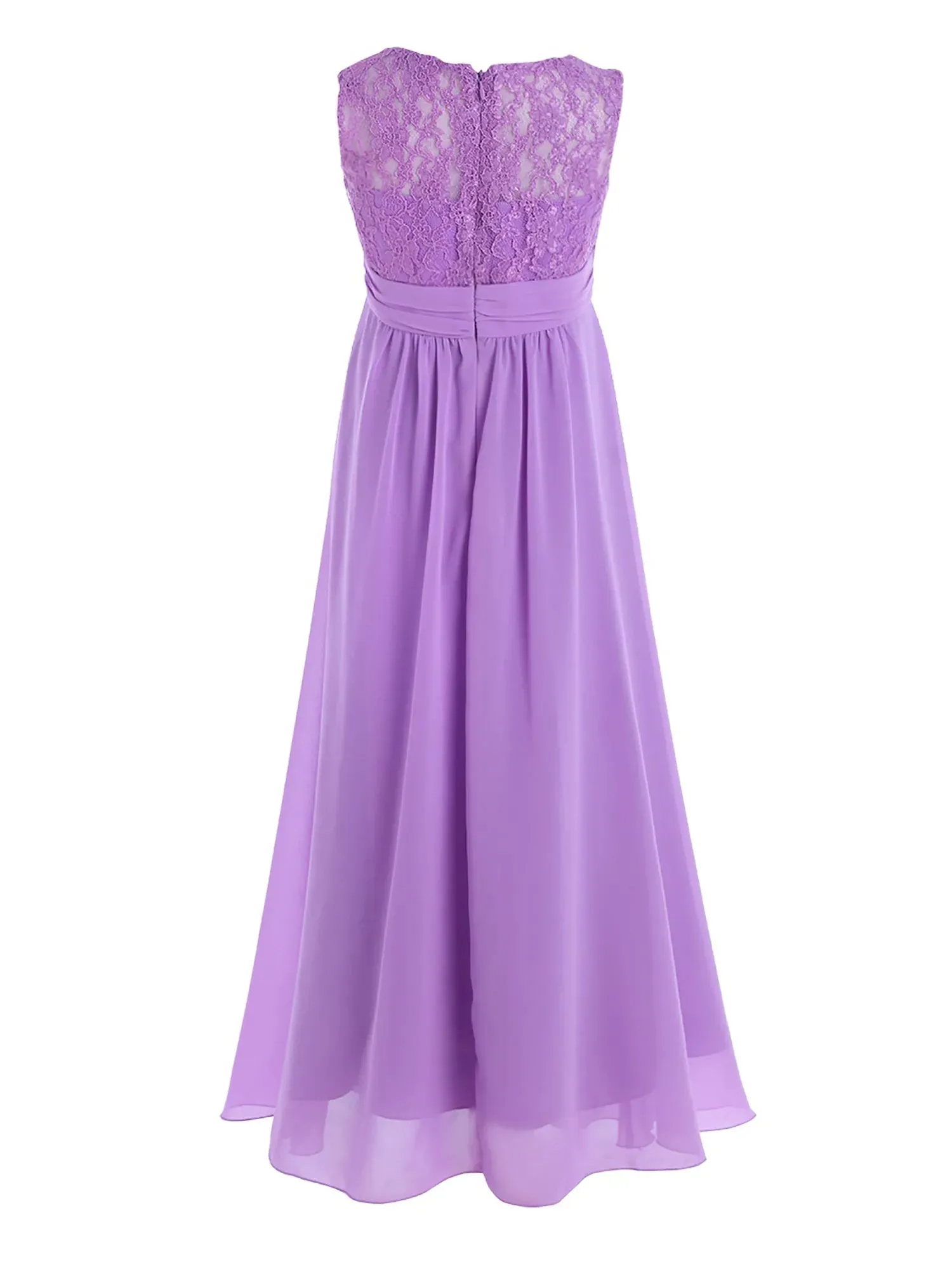 Junior Girls Chiffon Floral Lace Dress Pageant Wedding Bridesmaid Dresses Birthday Party Formal Summer Flower Girls Dresses