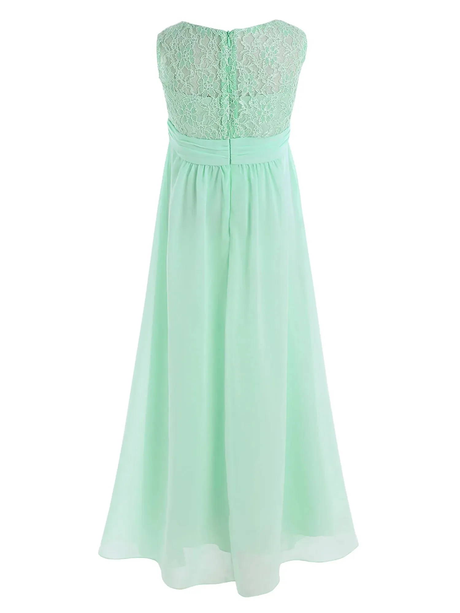 Junior Girls Chiffon Floral Lace Dress Pageant Wedding Bridesmaid Dresses Birthday Party Formal Summer Flower Girls Dresses