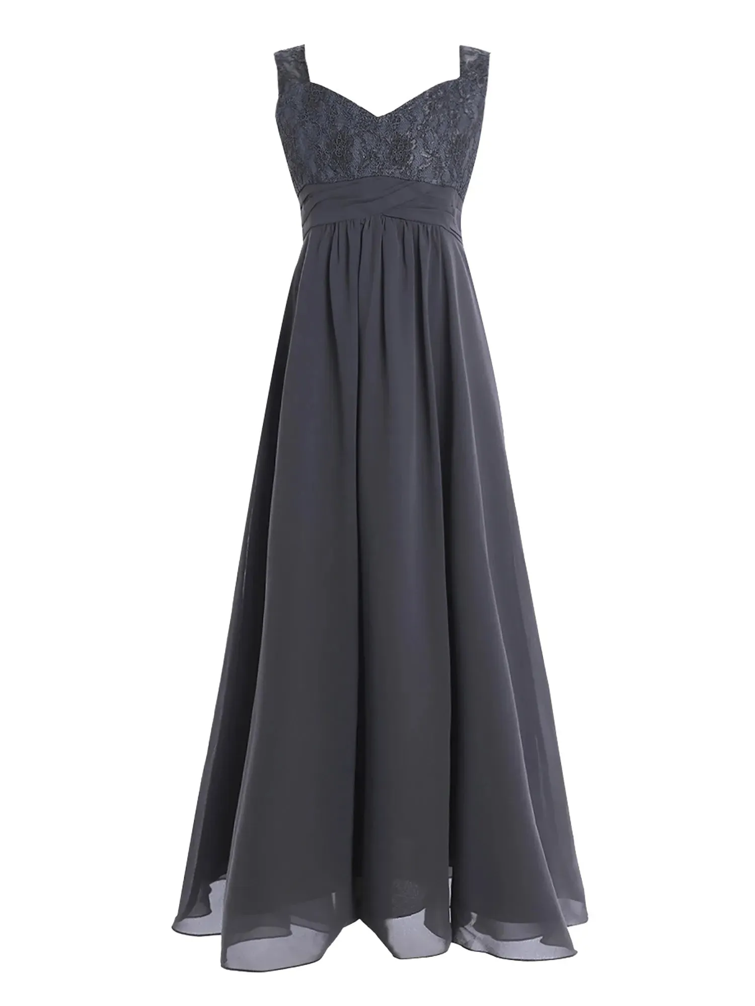 Junior Girls Chiffon Floral Lace Dress Pageant Wedding Bridesmaid Dresses Birthday Party Formal Summer Flower Girls Dresses