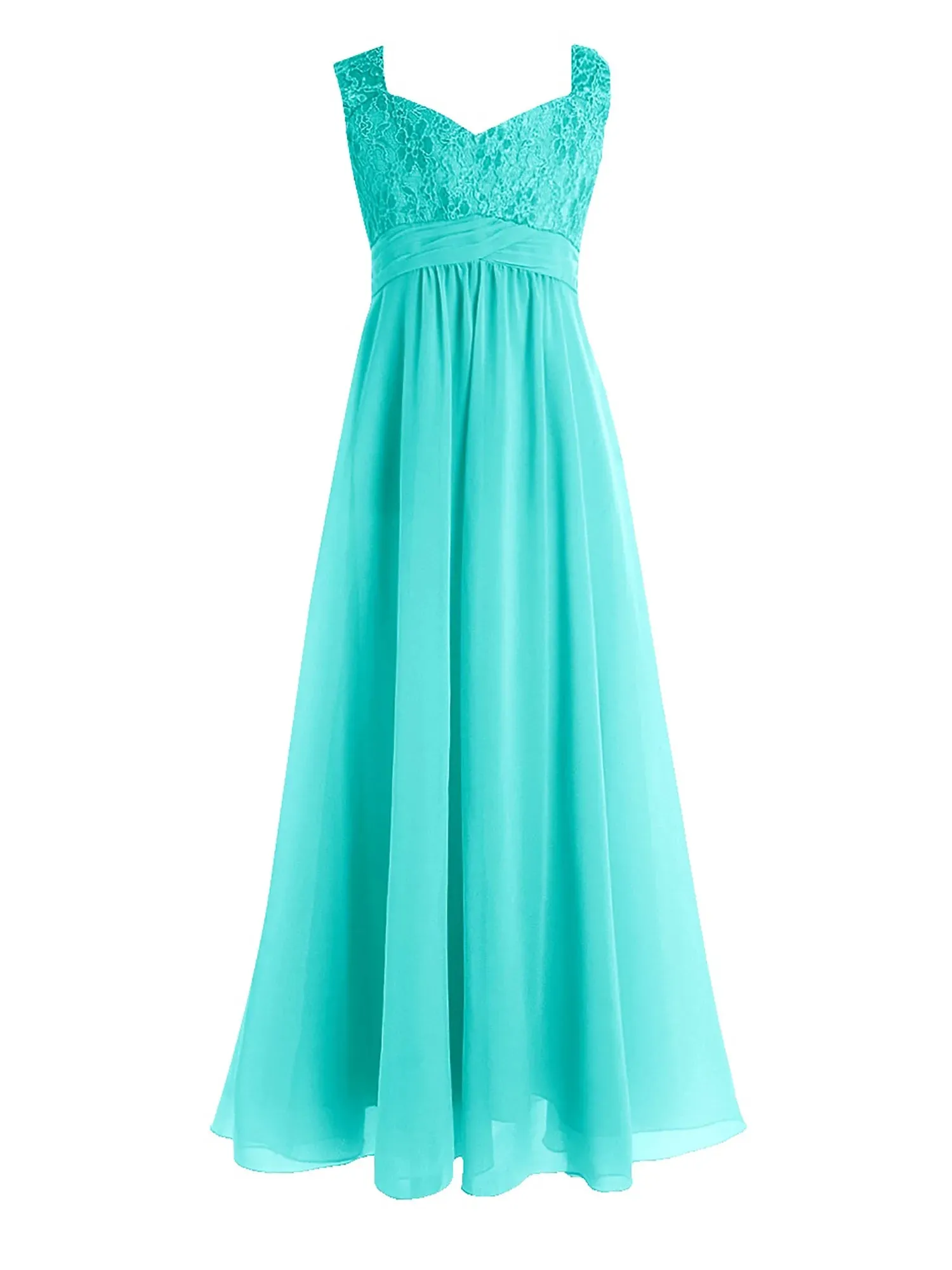 Junior Girls Chiffon Floral Lace Dress Pageant Wedding Bridesmaid Dresses Birthday Party Formal Summer Flower Girls Dresses
