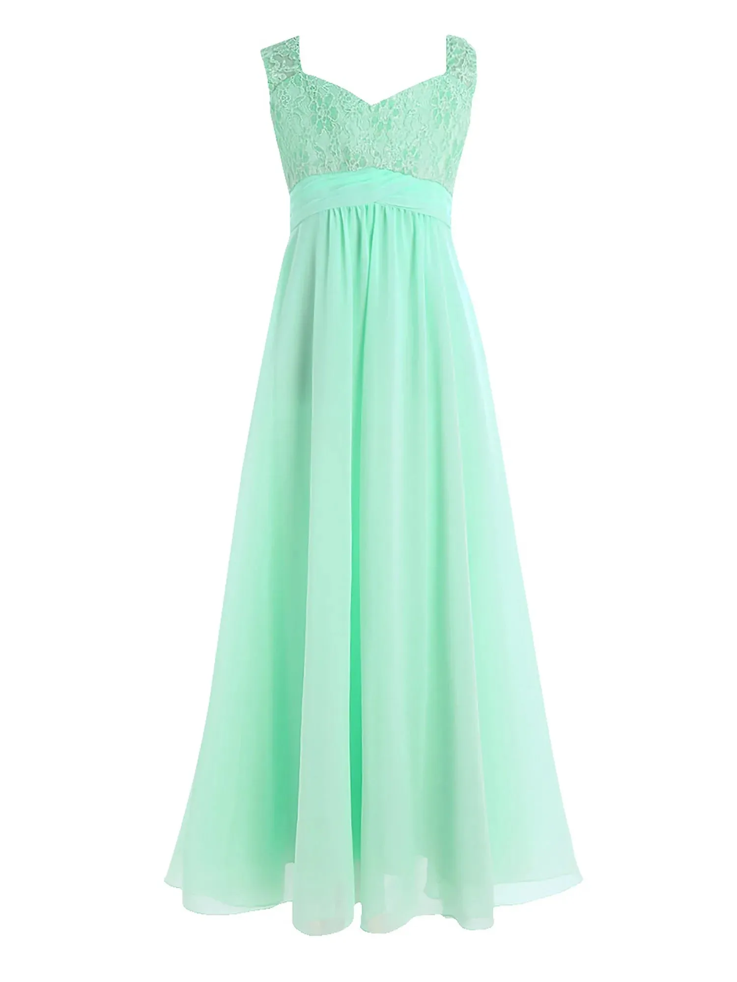 Junior Girls Chiffon Floral Lace Dress Pageant Wedding Bridesmaid Dresses Birthday Party Formal Summer Flower Girls Dresses
