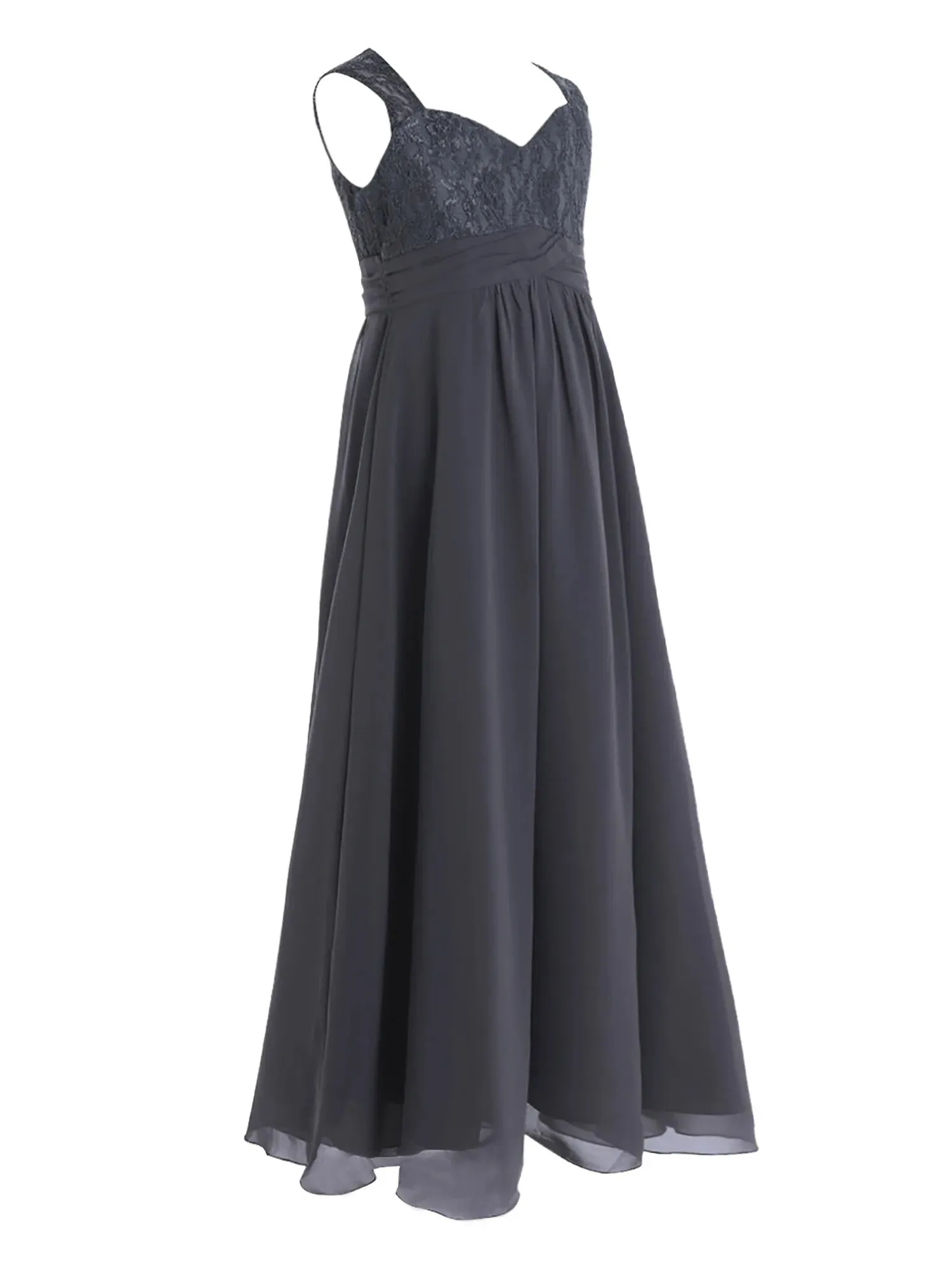 Junior Girls Chiffon Floral Lace Dress Pageant Wedding Bridesmaid Dresses Birthday Party Formal Summer Flower Girls Dresses