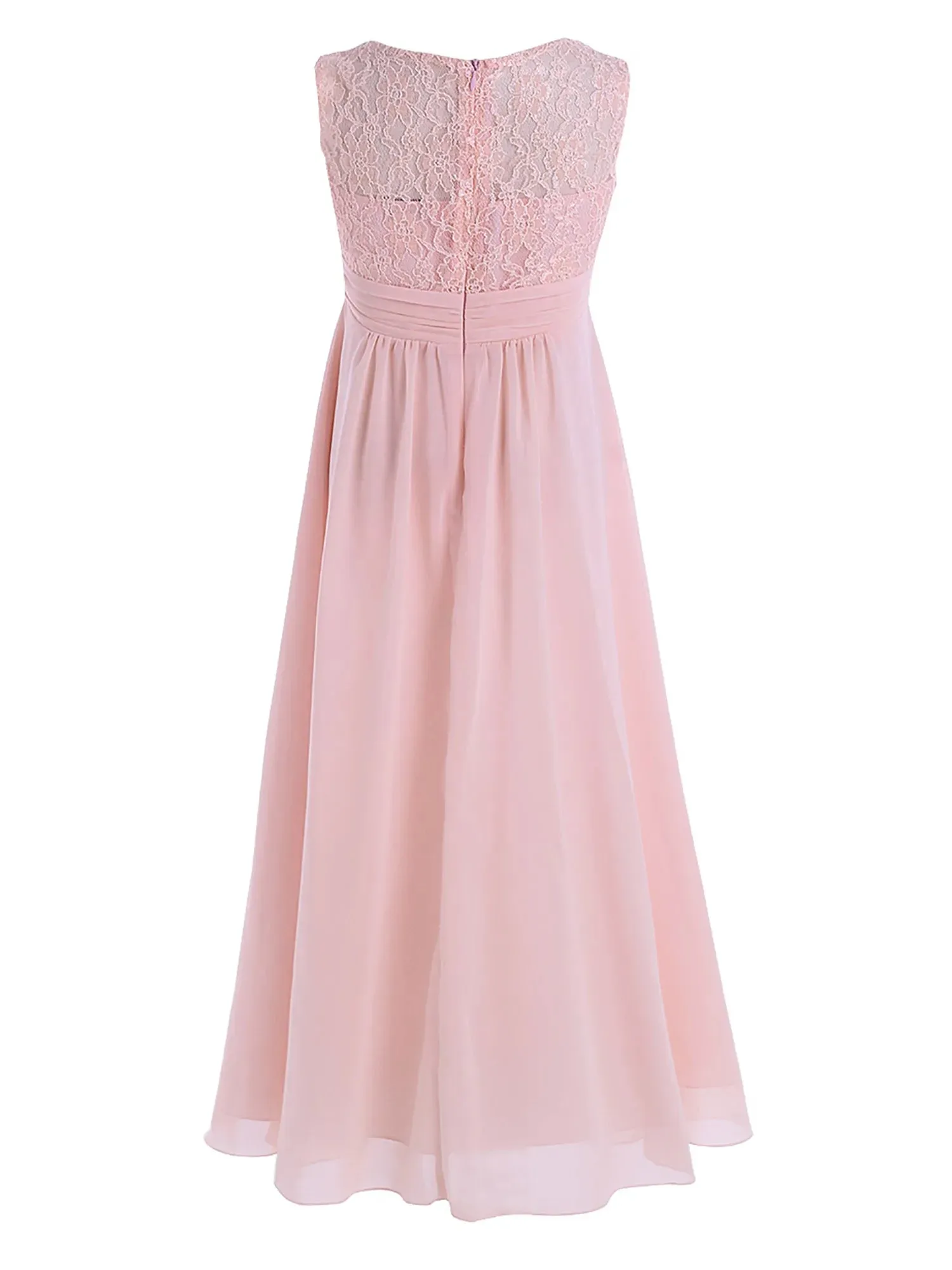 Junior Girls Chiffon Floral Lace Dress Pageant Wedding Bridesmaid Dresses Birthday Party Formal Summer Flower Girls Dresses