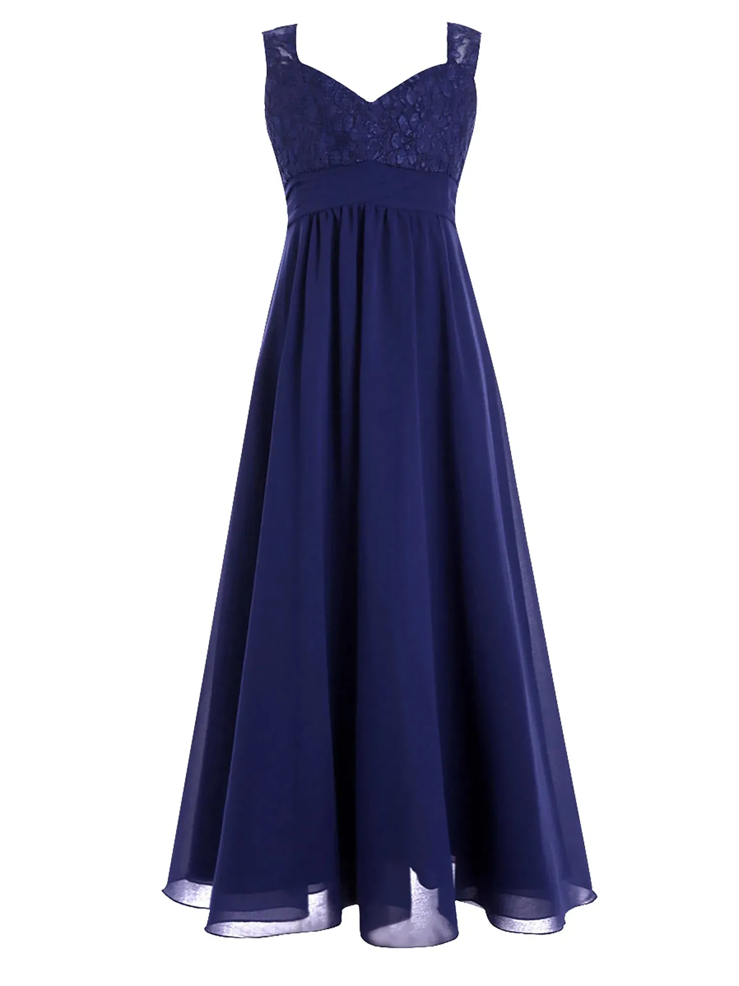 Junior Girls Chiffon Floral Lace Dress Pageant Wedding Bridesmaid Dresses Birthday Party Formal Summer Flower Girls Dresses