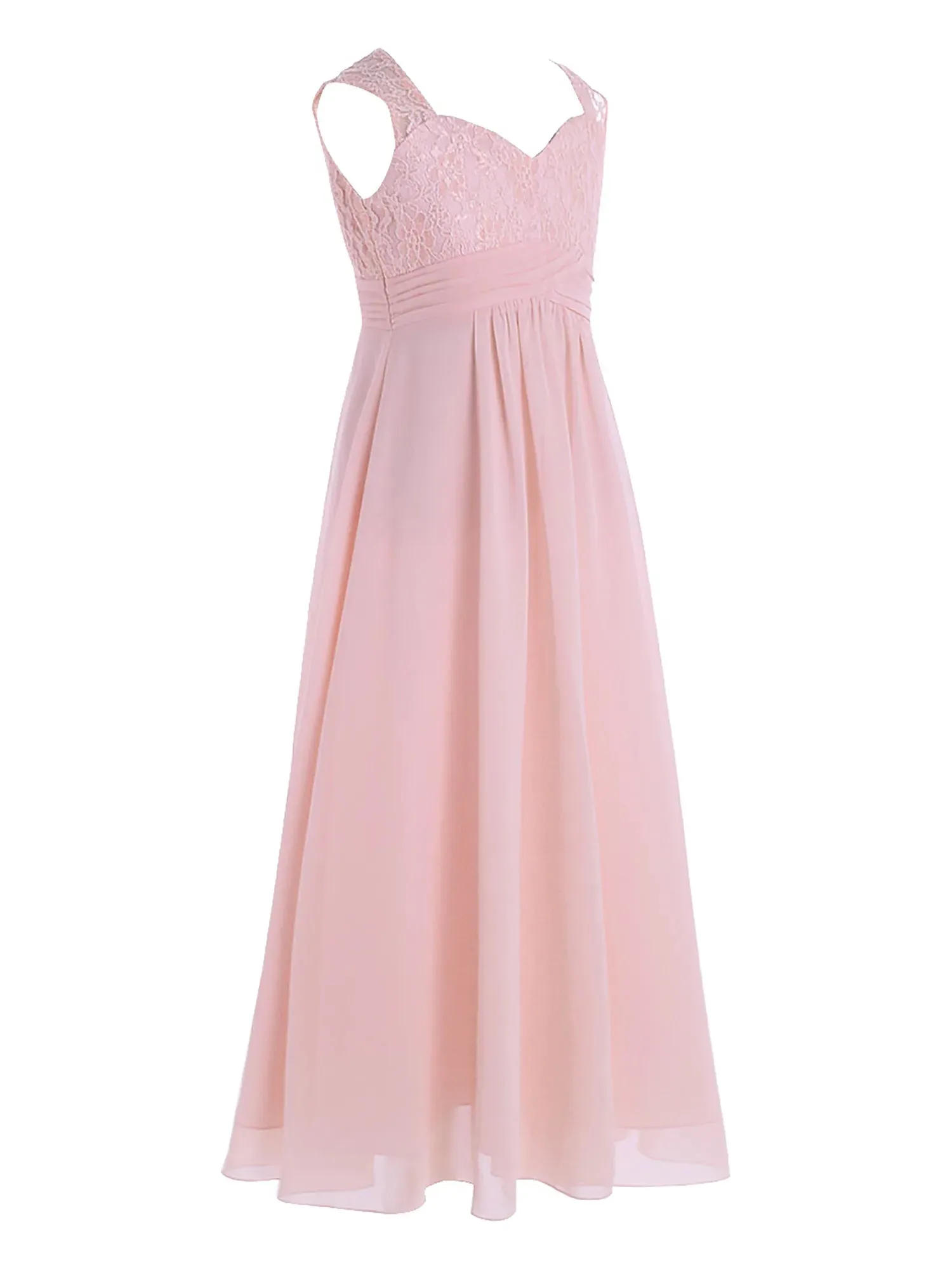 Junior Girls Chiffon Floral Lace Dress Pageant Wedding Bridesmaid Dresses Birthday Party Formal Summer Flower Girls Dresses