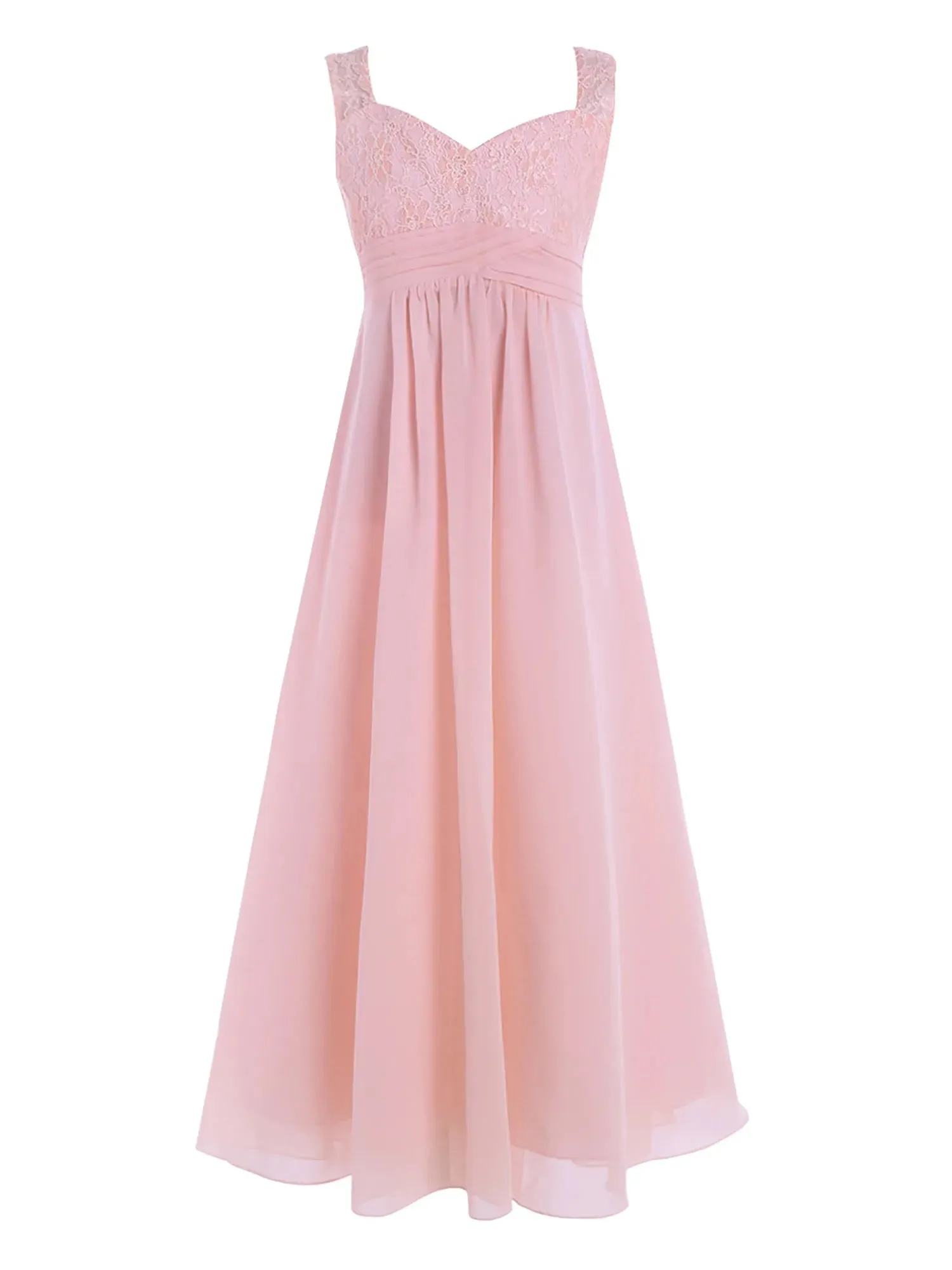 Junior Girls Chiffon Floral Lace Dress Pageant Wedding Bridesmaid Dresses Birthday Party Formal Summer Flower Girls Dresses