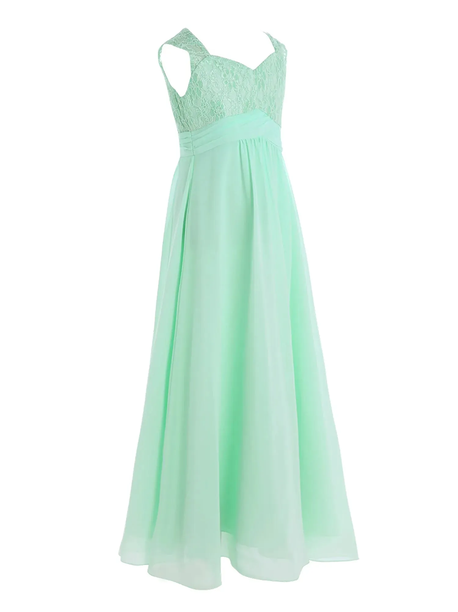 Junior Girls Chiffon Floral Lace Dress Pageant Wedding Bridesmaid Dresses Birthday Party Formal Summer Flower Girls Dresses