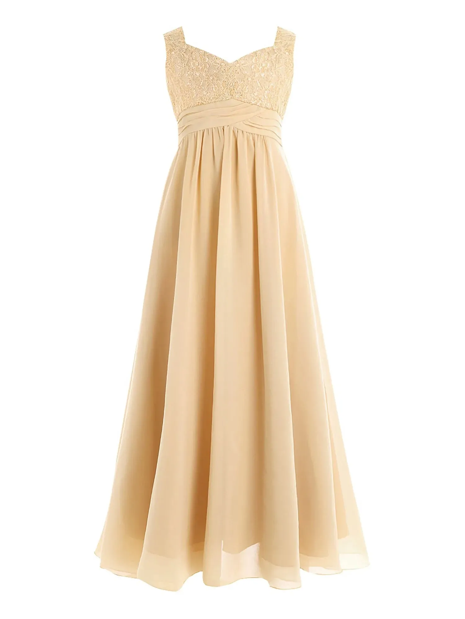 Junior Girls Chiffon Floral Lace Dress Pageant Wedding Bridesmaid Dresses Birthday Party Formal Summer Flower Girls Dresses