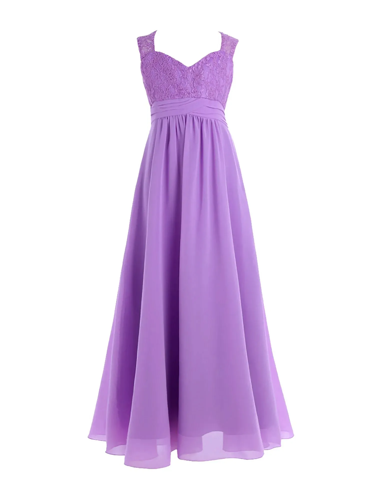 Junior Girls Chiffon Floral Lace Dress Pageant Wedding Bridesmaid Dresses Birthday Party Formal Summer Flower Girls Dresses