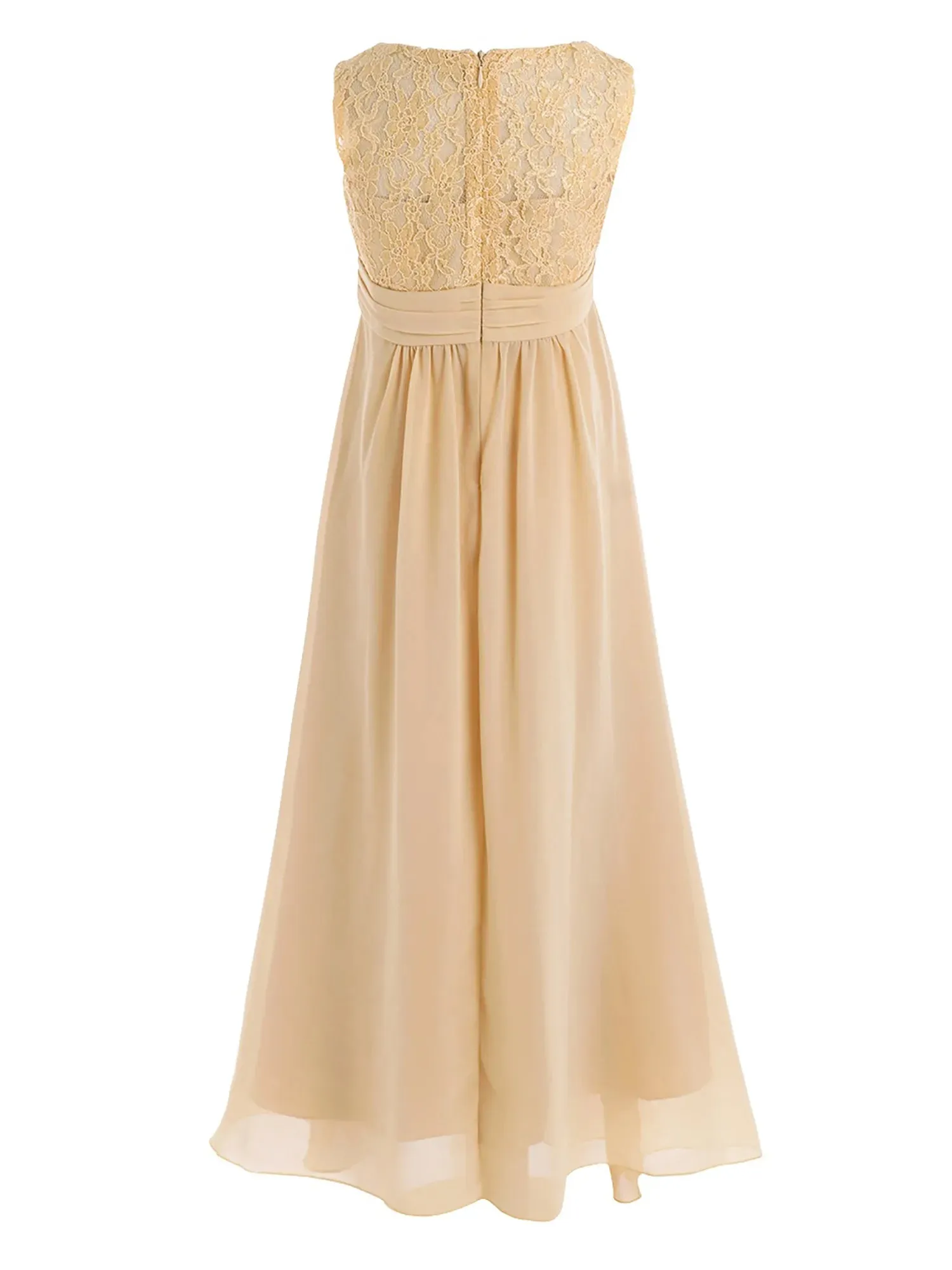 Junior Girls Chiffon Floral Lace Dress Pageant Wedding Bridesmaid Dresses Birthday Party Formal Summer Flower Girls Dresses