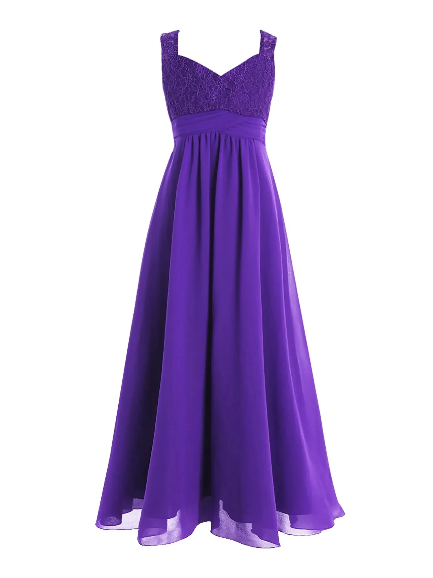 Junior Girls Chiffon Floral Lace Dress Pageant Wedding Bridesmaid Dresses Birthday Party Formal Summer Flower Girls Dresses