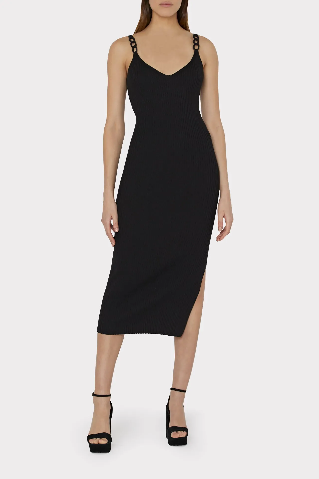 Knit Chain Strap Midi Dress