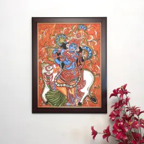 Lord Krishna Kerala Mural - Handpainted Wall Decor