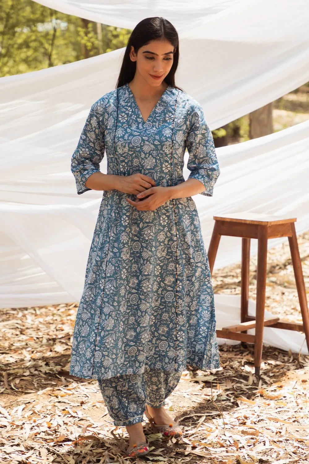 Maira V Neck A Line Kurta with Harem Pant