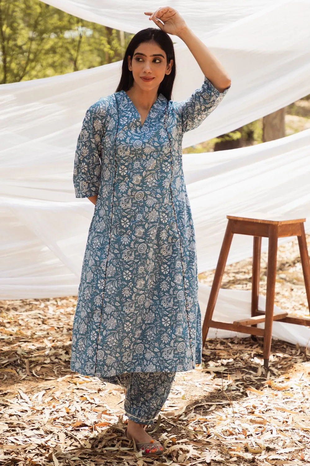 Maira V Neck A Line Kurta with Harem Pant