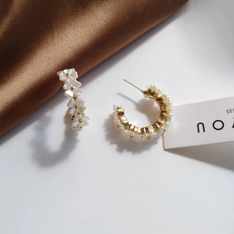 Mother Of Pearl Flower Earrings