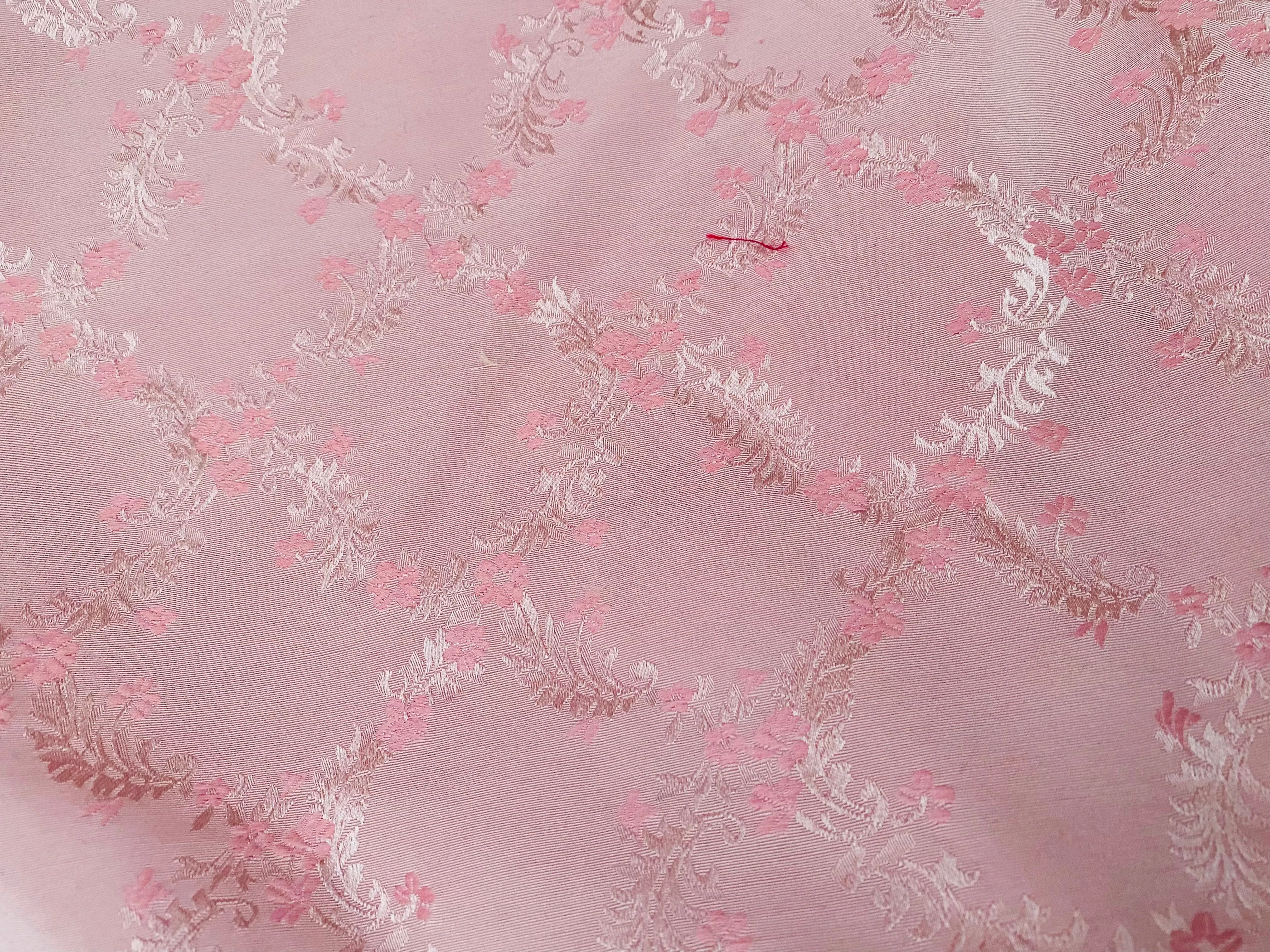 NEW Queen of Dublin Novelty Floral Embroidered 100% Silk Fabric in Pink