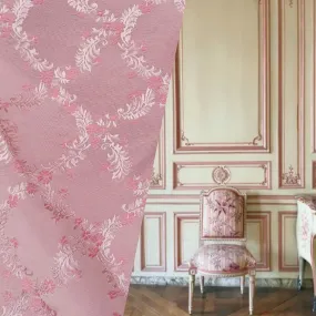 NEW Queen of Dublin Novelty Floral Embroidered 100% Silk Fabric in Pink