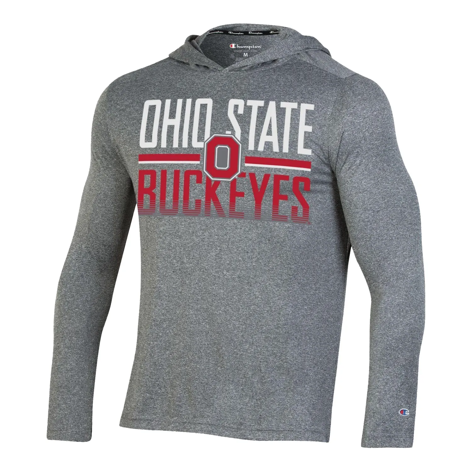 Ohio State Buckeyes Heathered Impact Hooded Long Sleeve Gray T-Shirt