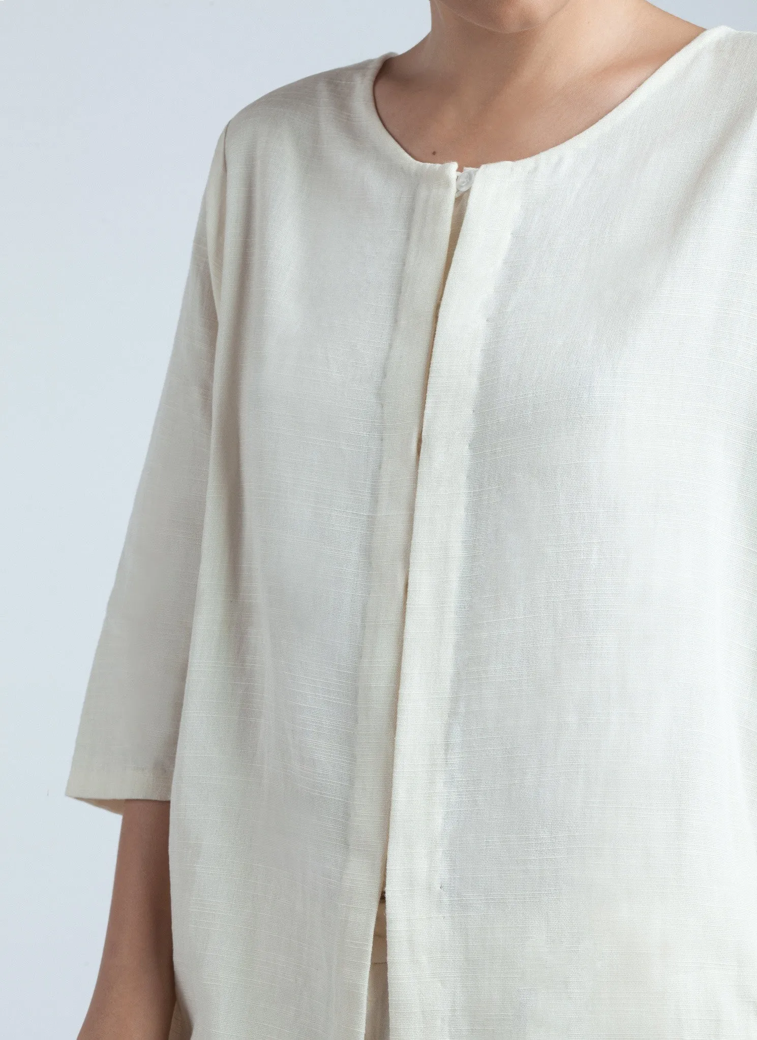 Past Mid Length Sleeve Top - Off White