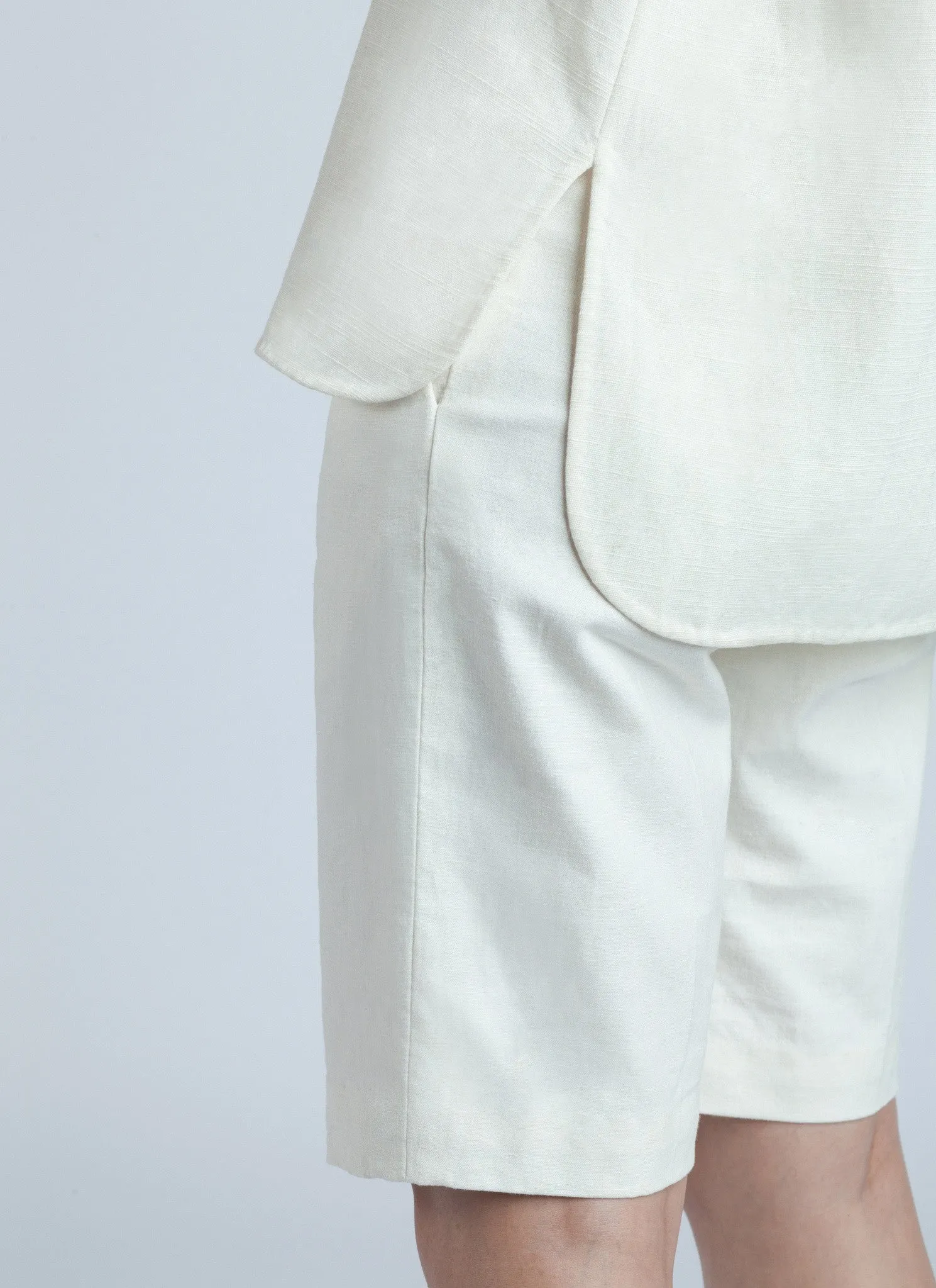 Past Mid Length Sleeve Top - Off White