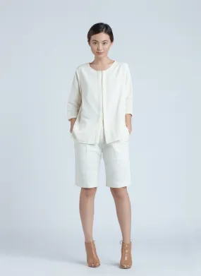 Past Mid Length Sleeve Top - Off White