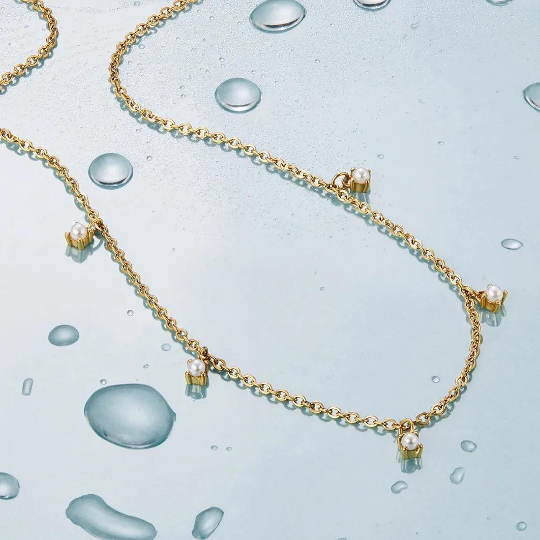 Pearl Drop 18K Gold Necklace