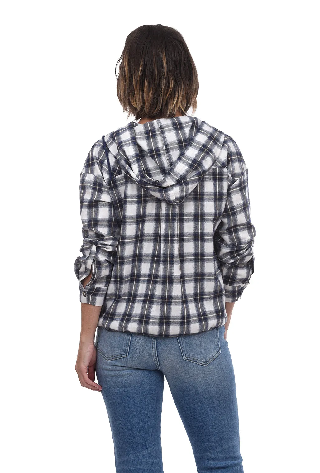 Plaid Hooded Flannel Shirt, Blue