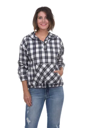 Plaid Hooded Flannel Shirt, Blue