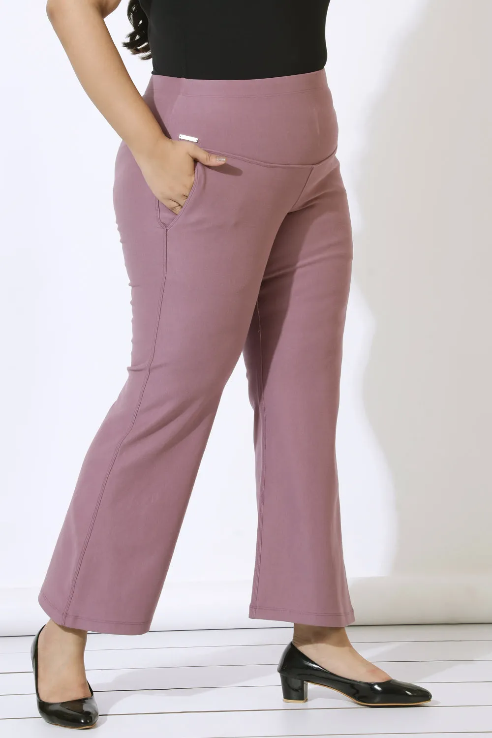 Plus Size Dusty Lilac Tummy Shaper Bell Bottom