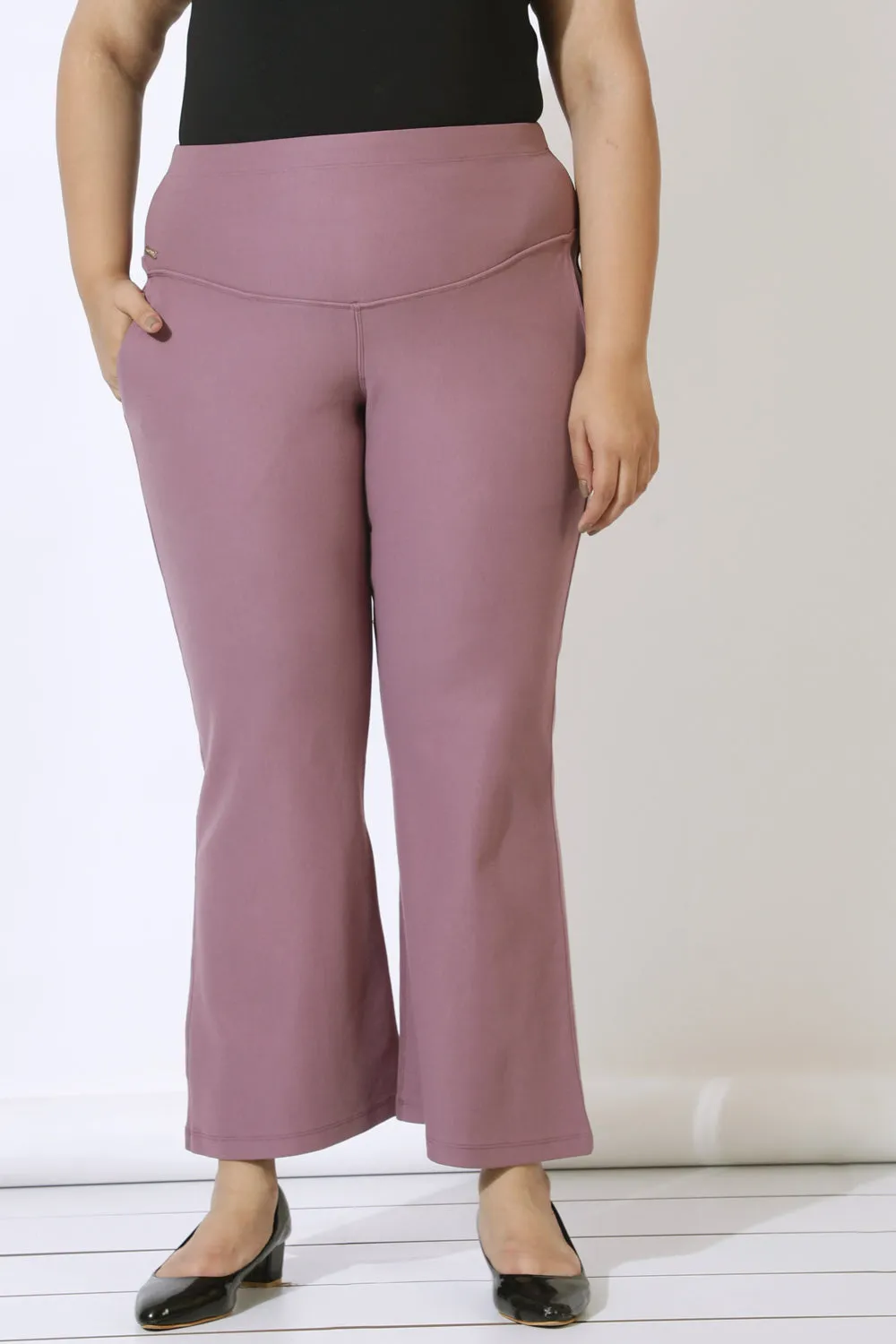 Plus Size Dusty Lilac Tummy Shaper Bell Bottom