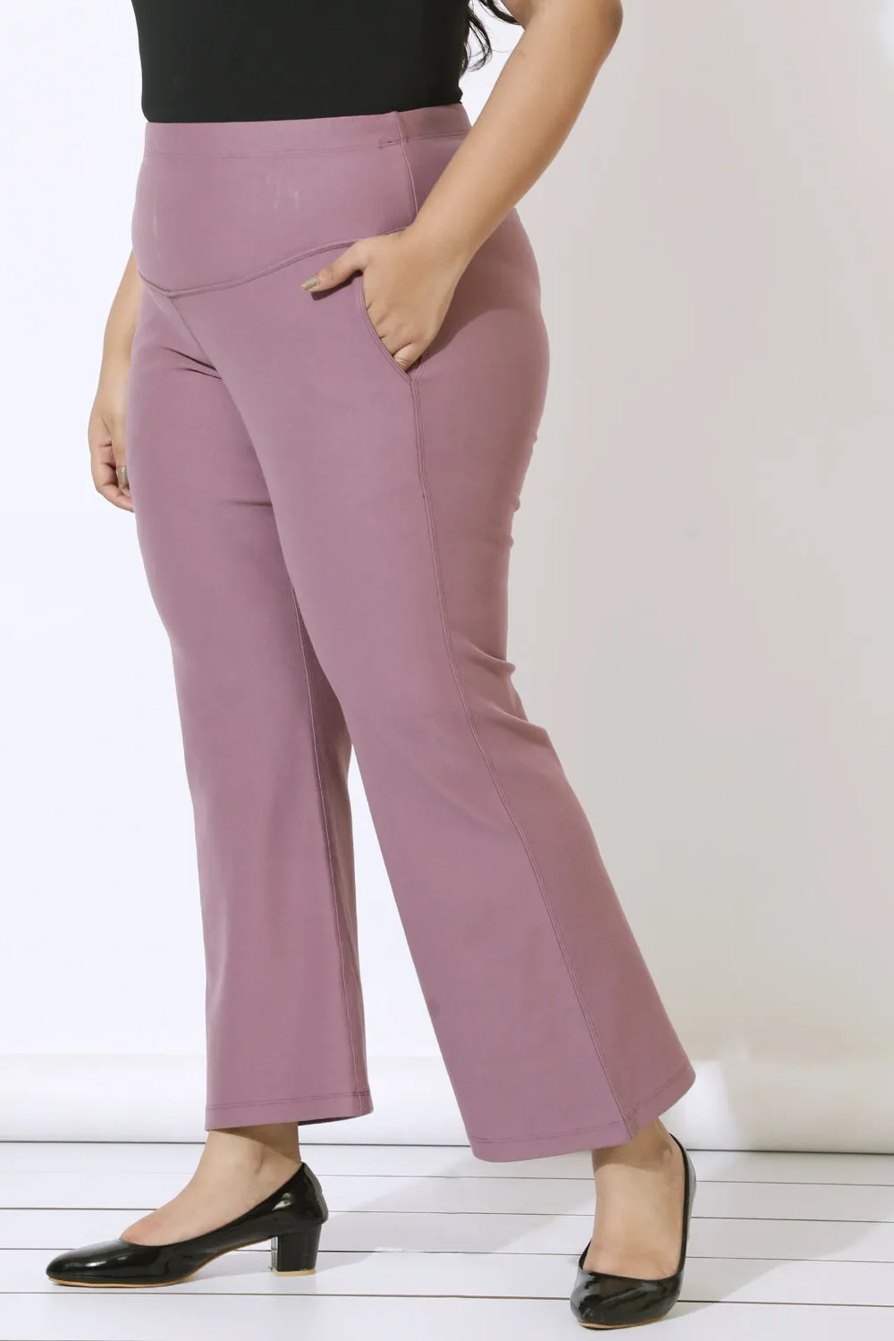 Plus Size Dusty Lilac Tummy Shaper Bell Bottom
