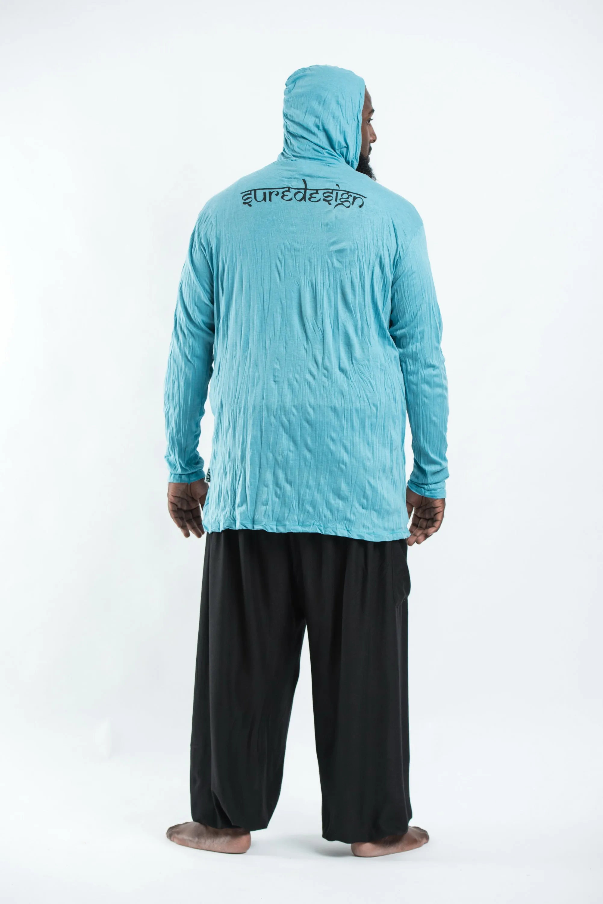 Plus Size Sure Design Unisex Trippy Skull Hoodie Turquoise