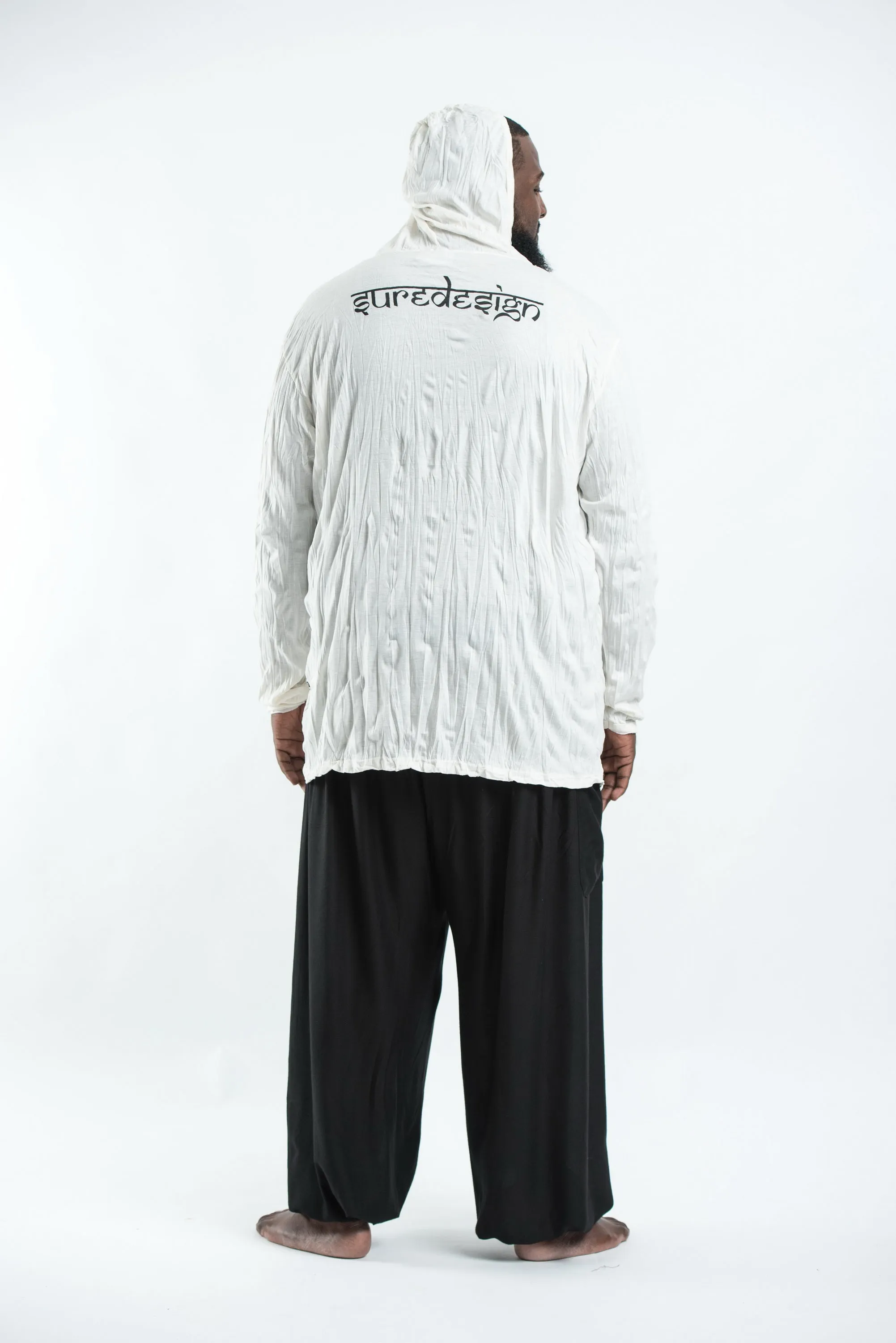 Plus Size Sure Design Unisex Trippy Skull Hoodie White