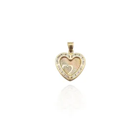 "I Love You" Crest Imprint Heart Pendant (14K)
