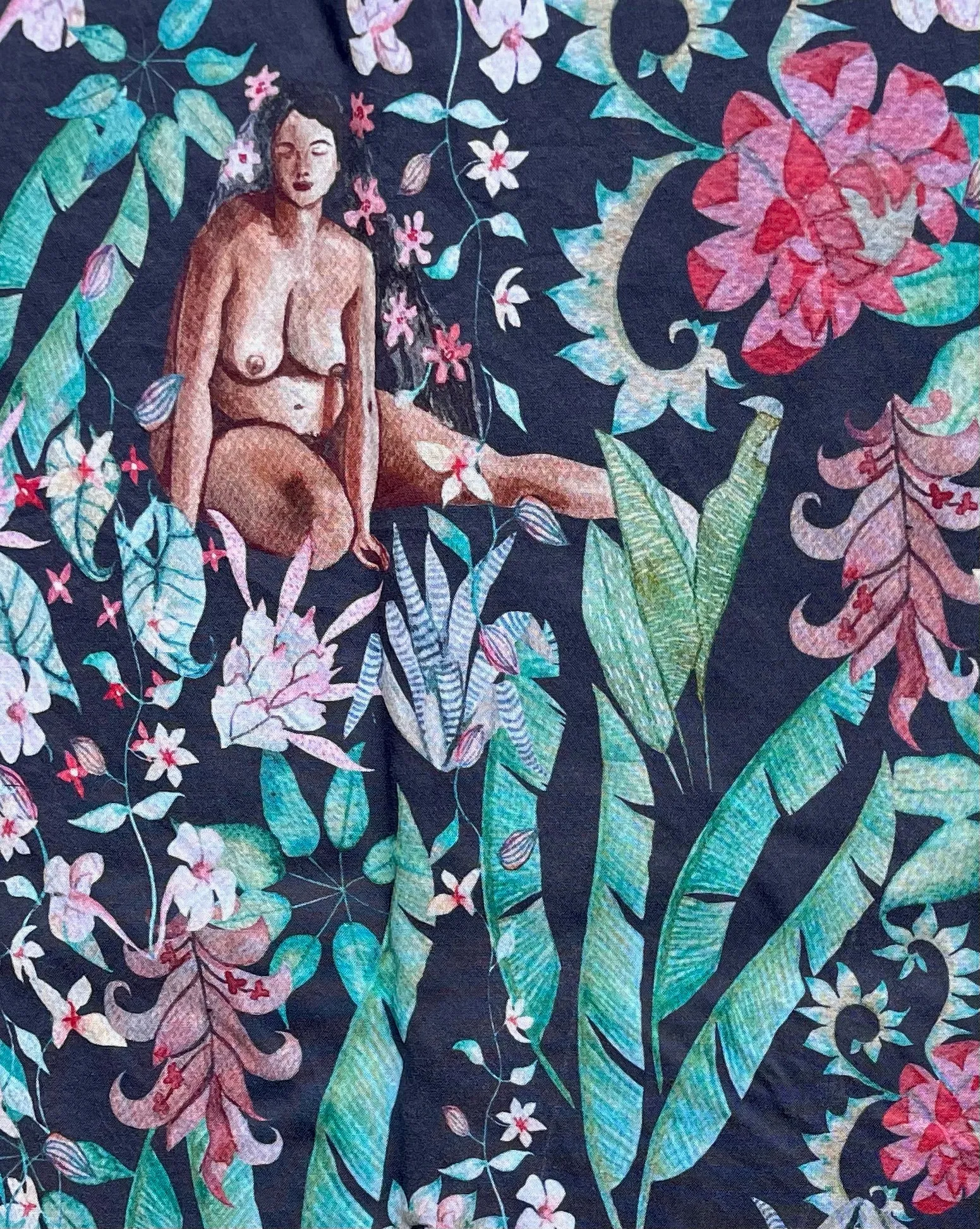 Rayon challis in tropical serenity