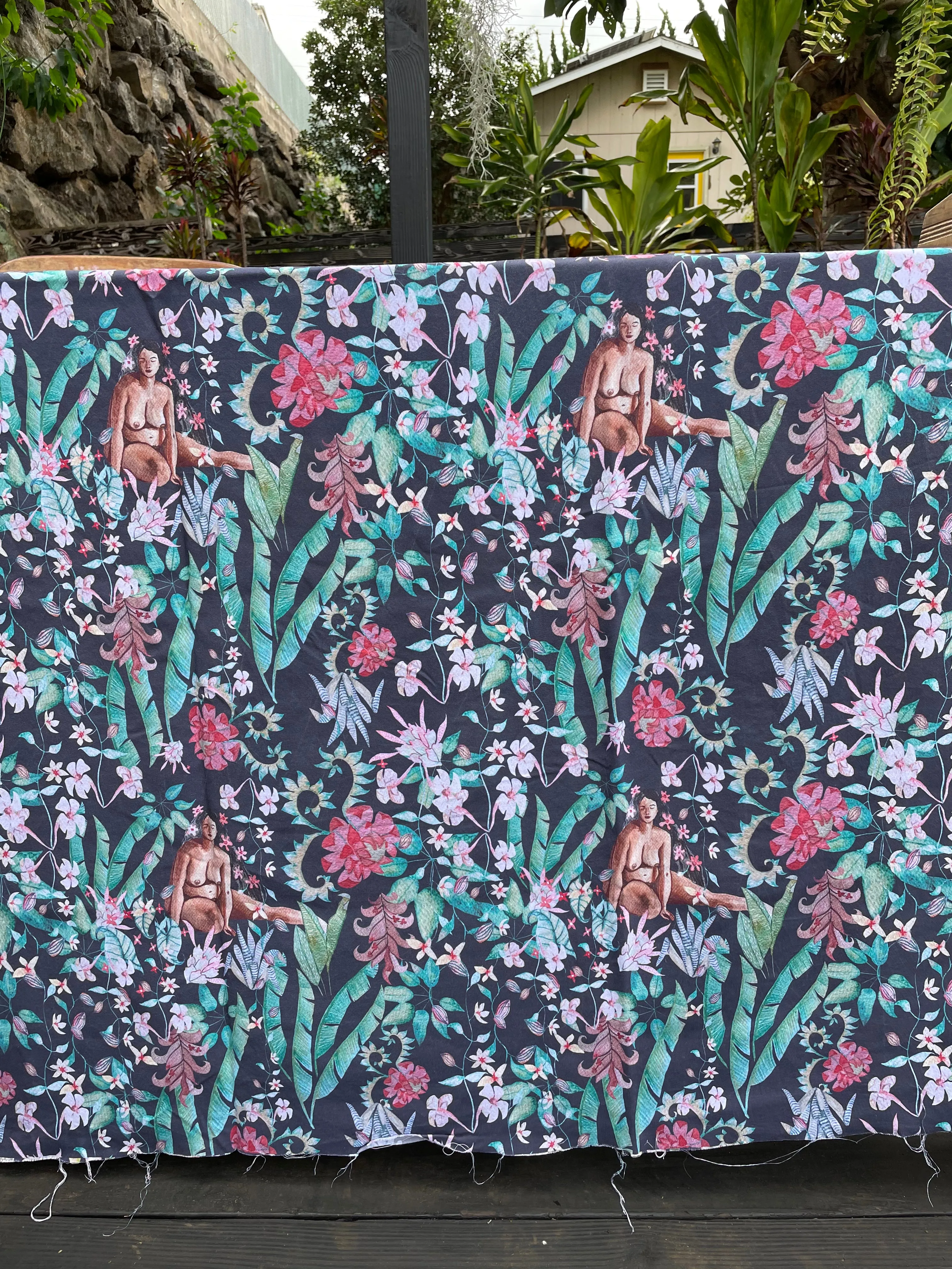 Rayon challis in tropical serenity