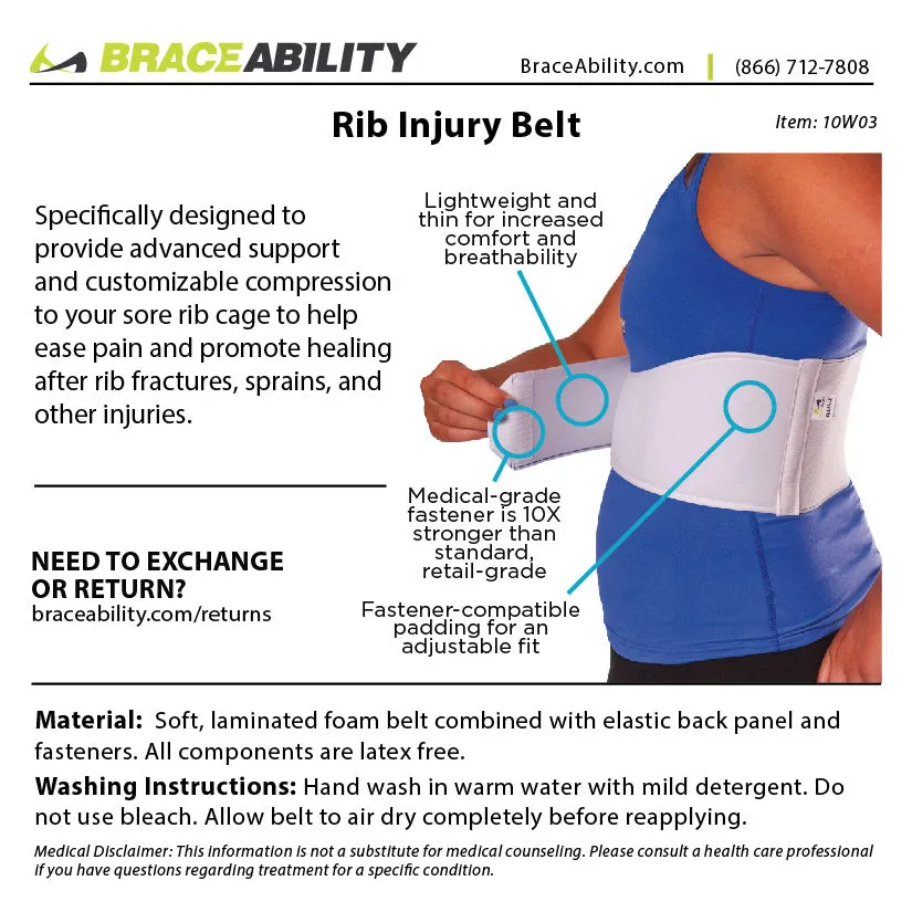 Rib Compression Wrap | Injury Belt and Chest Binder Brace for Sore, Bruised or Broken Ribs Recovery