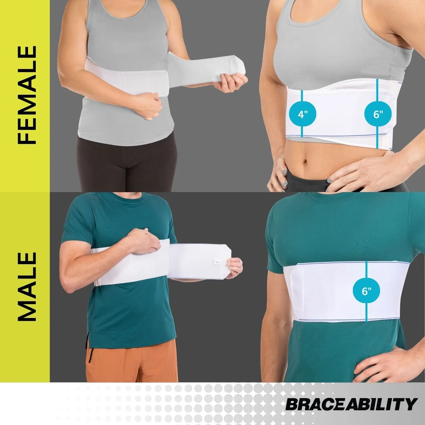 Rib Compression Wrap | Injury Belt and Chest Binder Brace for Sore, Bruised or Broken Ribs Recovery