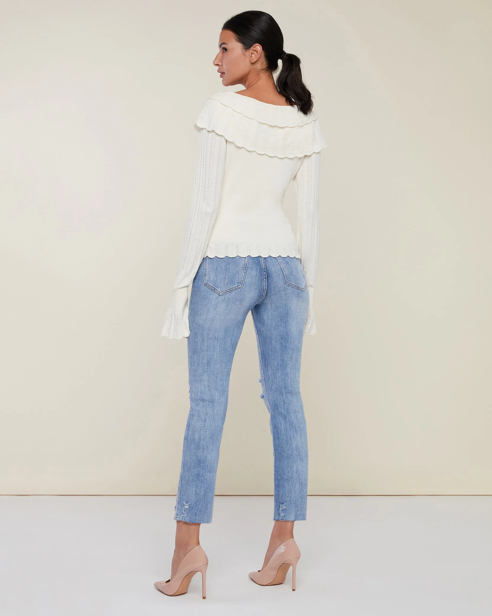 Ruffle Pointelle Flutter Top