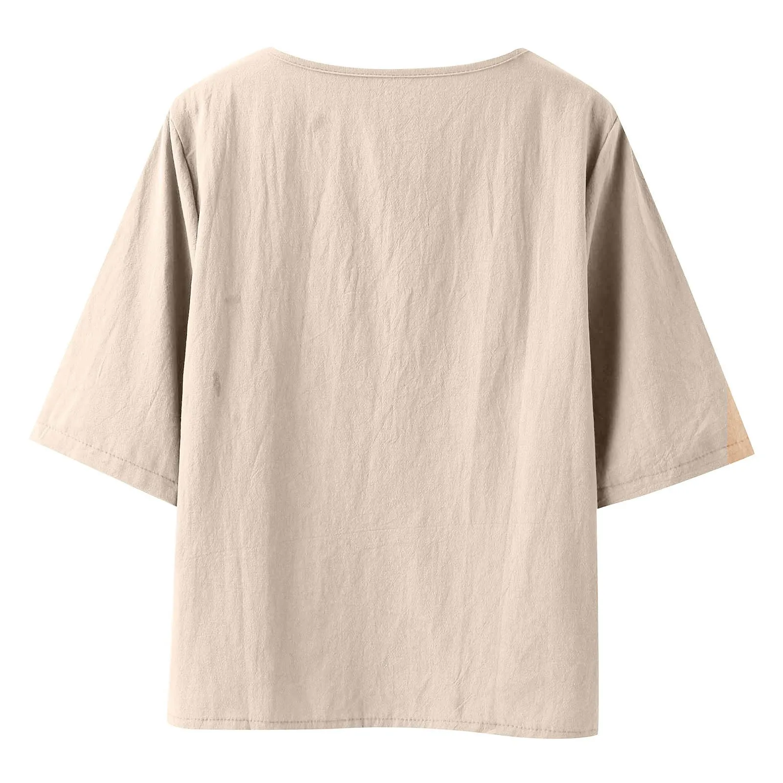 Summer New Fashion Loose Blouse Casual Floral Print Cotton Linen Comfortable Short Sleeve Pullover Top Women All-match Tee