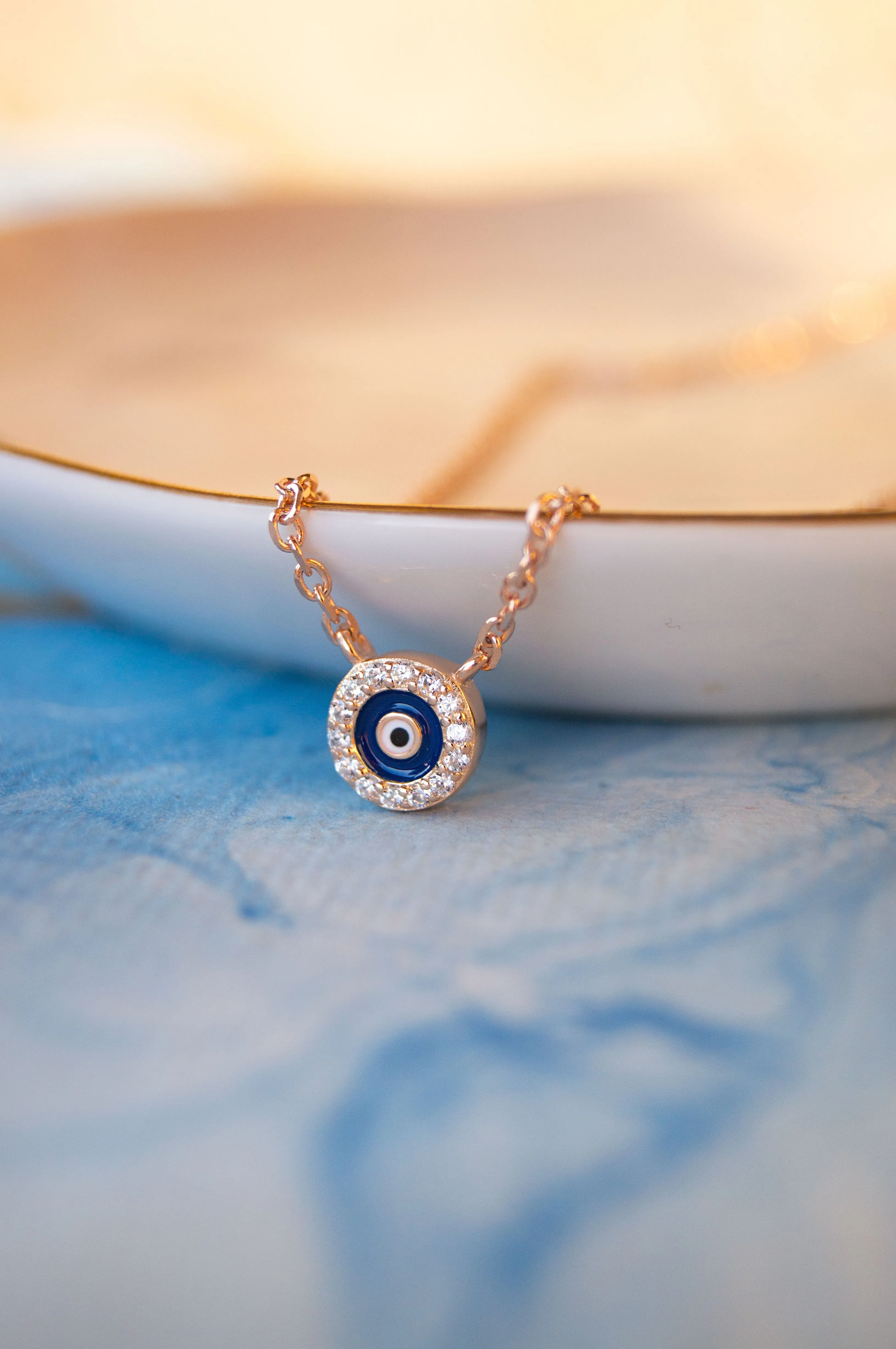 Teensy Divine Evil Eye Sterling Silver Chain Necklace