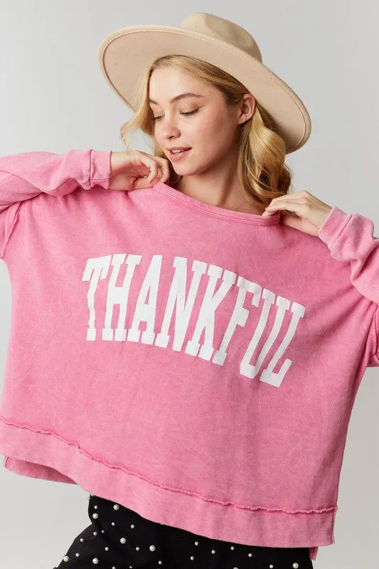 Thankful Print Washed Top